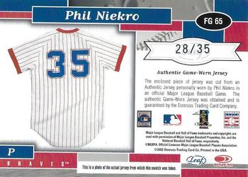2002 Leaf Certified - Fabric of the Game Jersey Number #FG 65 Phil Niekro Back