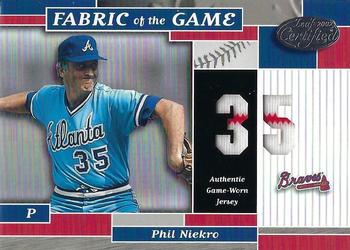 2002 Leaf Certified - Fabric of the Game Jersey Number #FG 65 Phil Niekro Front