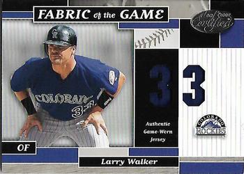 2002 Leaf Certified - Fabric of the Game Jersey Number #FG 97 Larry Walker Front