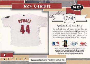 2002 Leaf Certified - Fabric of the Game Jersey Number #FG 127 Roy Oswalt Back