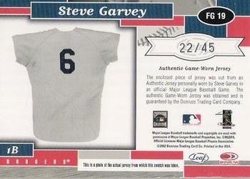 2002 Leaf Certified - Fabric of the Game Position #FG 19 Steve Garvey Back