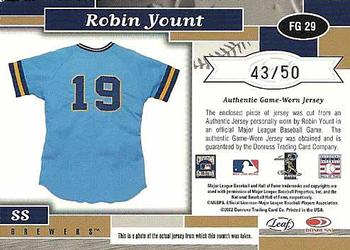 2002 Leaf Certified - Fabric of the Game Position #FG 29 Robin Yount Back