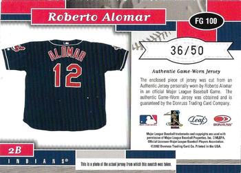 2002 Leaf Certified - Fabric of the Game Position #FG 100 Roberto Alomar Back