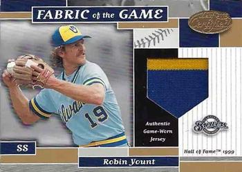 2002 Leaf Certified - Fabric of the Game Induction/Nickname #FG 29 Robin Yount Front
