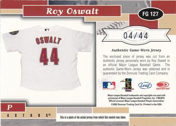 2002 Leaf Certified - Fabric of the Game Jersey Number Autograph #FG 127 Roy Oswalt Back