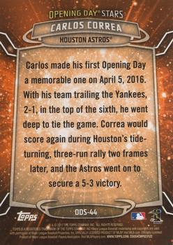 2017 Topps Opening Day - Opening Day Stars #ODS-44 Carlos Correa Back