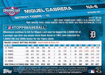 2017 Topps Opening Day - National Anthem #NA-6 Miguel Cabrera Back