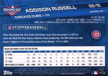 2017 Topps Opening Day - Stadium Signatures #SS-15 Addison Russell Back