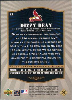2001 SP Legendary Cuts #12 Dizzy Dean Back