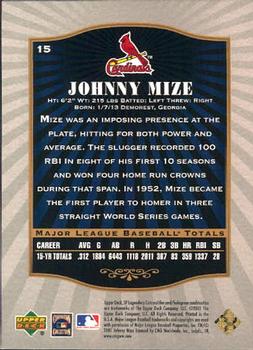 2001 SP Legendary Cuts #15 Johnny Mize Back