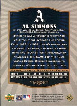 2001 SP Legendary Cuts #1 Al Simmons Back