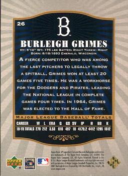 2001 SP Legendary Cuts #26 Burleigh Grimes Back