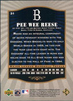 2001 SP Legendary Cuts #31 Pee Wee Reese Back