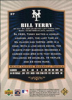 2001 SP Legendary Cuts #37 Bill Terry Back