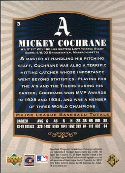 2001 SP Legendary Cuts #3 Mickey Cochrane Back
