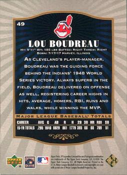 2001 SP Legendary Cuts #49 Lou Boudreau Back