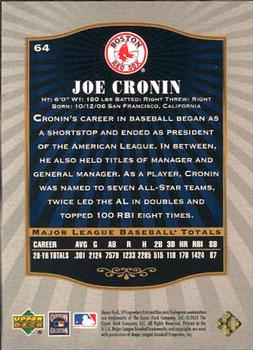 2001 SP Legendary Cuts #64 Joe Cronin Back