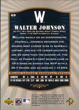 2001 SP Legendary Cuts #69 Walter Johnson Back