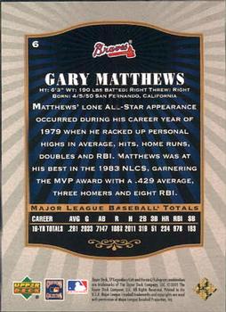 2001 SP Legendary Cuts #6 Gary Matthews Back