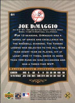 2001 SP Legendary Cuts #81 Joe DiMaggio Back
