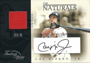 2003 Fleer Rookies & Greats - Naturals Game Patch Autograph #CR Cal Ripken Jr. Front