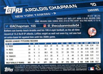 2017 Topps Chrome #10 Aroldis Chapman Back