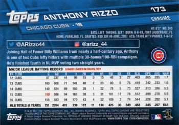2017 Topps Chrome #173 Anthony Rizzo Back