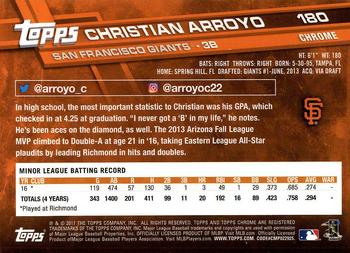 2017 Topps Chrome #180 Christian Arroyo Back