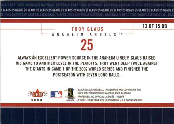 2003 Fleer Showcase - Baseball's Best #13BB Troy Glaus Back