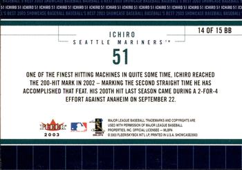 2003 Fleer Showcase - Baseball's Best #14BB Ichiro Suzuki Back