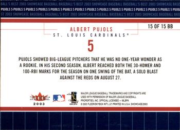 2003 Fleer Showcase - Baseball's Best #15BB Albert Pujols Back