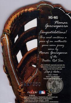 2003 Fleer Showcase - Hot Gloves Game Jersey #HG-NG Nomar Garciaparra Back