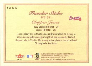 2003 Fleer Showcase - Thunder Sticks #5TS Chipper Jones Back