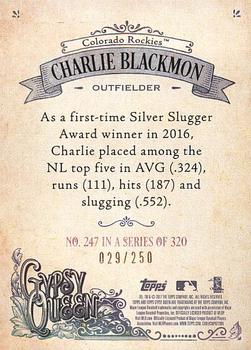 2017 Topps Gypsy Queen - Purple #247 Charlie Blackmon Back