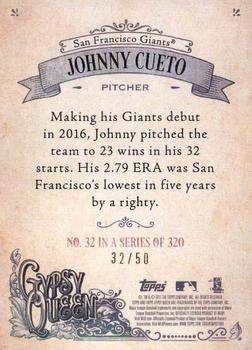 2017 Topps Gypsy Queen - Black and White #32 Johnny Cueto Back