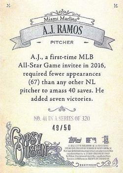 2017 Topps Gypsy Queen - Black and White #41 A.J. Ramos Back