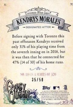 2017 Topps Gypsy Queen - Black and White #119 Kendrys Morales Back
