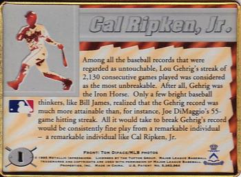 1995 Metallic Impressions Cal Ripken Iron Oriole #1 Cal Ripken Jr. Back