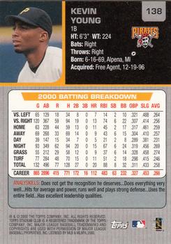 2001 Stadium Club #138 Kevin Young Back