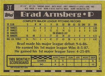 1990 Topps Traded - Gray Card Stock (Pack Version) #3T Brad Arnsberg Back