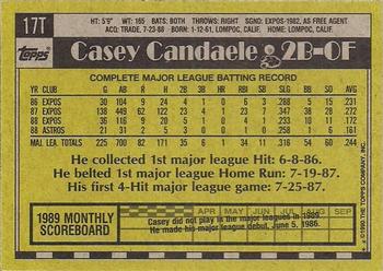 1990 Topps Traded - Gray Card Stock (Pack Version) #17T Casey Candaele Back