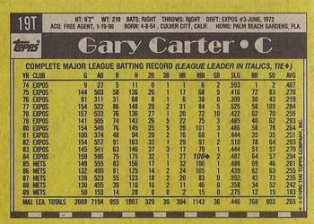1990 Topps Traded - Gray Card Stock (Pack Version) #19T Gary Carter Back