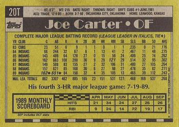 1990 Topps Traded - Gray Card Stock (Pack Version) #20T Joe Carter Back