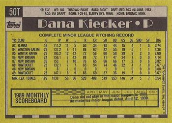 1990 Topps Traded - Gray Card Stock (Pack Version) #50T Dana Kiecker Back