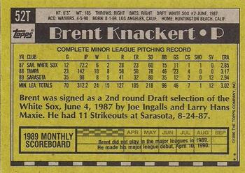 1990 Topps Traded - Gray Card Stock (Pack Version) #52T Brent Knackert Back