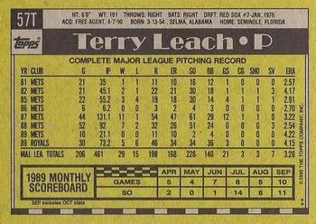 1990 Topps Traded - Gray Card Stock (Pack Version) #57T Terry Leach Back