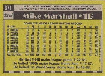1990 Topps Traded - Gray Card Stock (Pack Version) #67T Mike Marshall Back