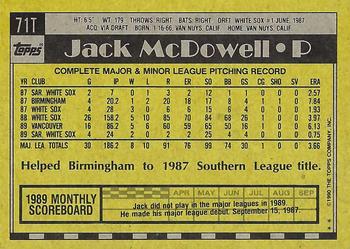1990 Topps Traded - Gray Card Stock (Pack Version) #71T Jack McDowell Back