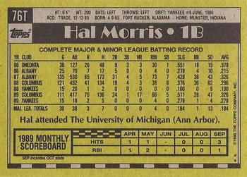 1990 Topps Traded - Gray Card Stock (Pack Version) #76T Hal Morris Back