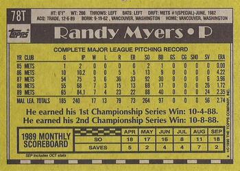 1990 Topps Traded - Gray Card Stock (Pack Version) #78T Randy Myers Back
